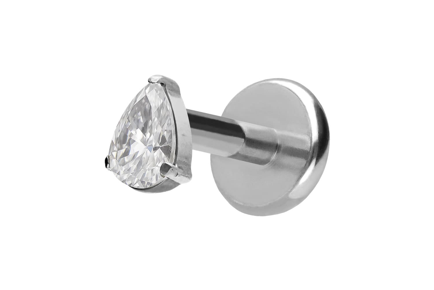 Titan Labret Piercing mit Push Fit KRISTALLTROPFEN